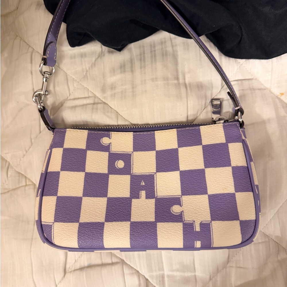 Coach Lavender and Cream Checkered Shoulder Bag